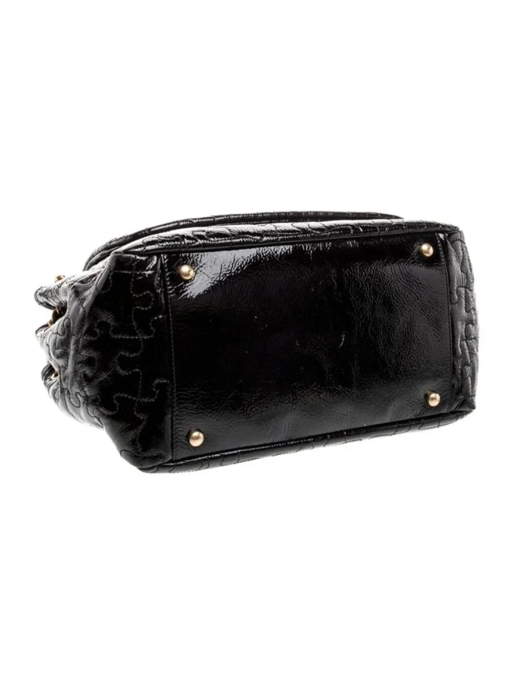 Chanel Vintage Puzzle Accordion Black Patent Leather Flap Bag